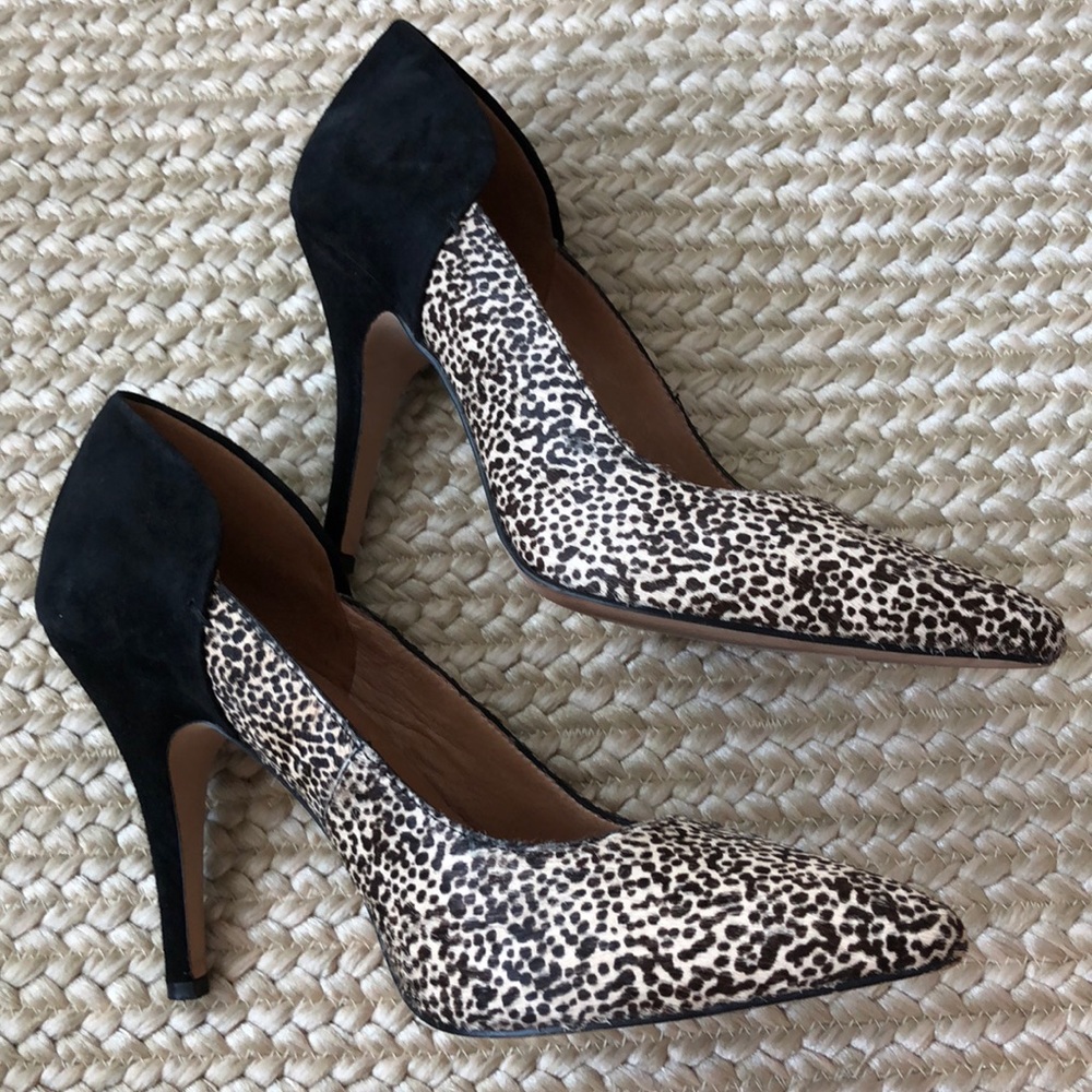 Madewell “Maddie” heel in Speckle Print Calf Hair